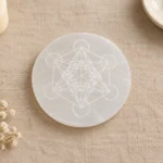Base de selenita com cubo metatron